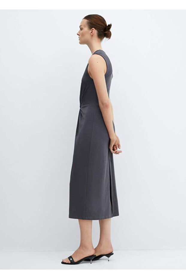 Düğümlü pamuklu elbise - 8