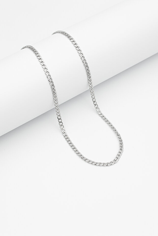 Gourmet Model Stainless Steel Chain Necklace Silver Color - 3 mm