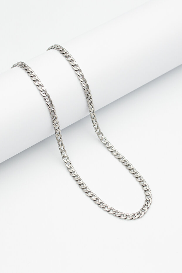 Gourmet Model Stainless Steel Chain Necklace Silver Color - 4 mm