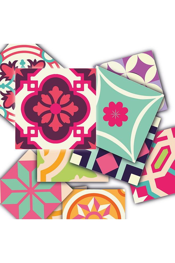 Kendinden Yapışkanlı Pembe Desenli Pvc Karo 10x10 Cm 20'li Paket - 1