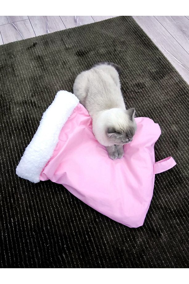 Kedi köpek uyku tulumu yatak Pembe Beyaz velsoft şık tasarım box - 3