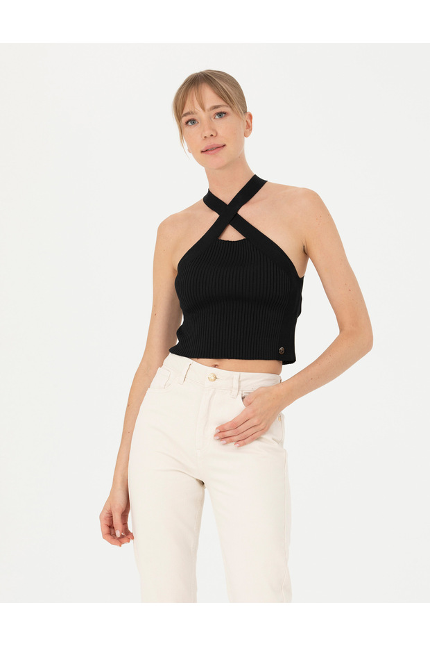 Black Knitwear Blouse 50275774 -Vr046
