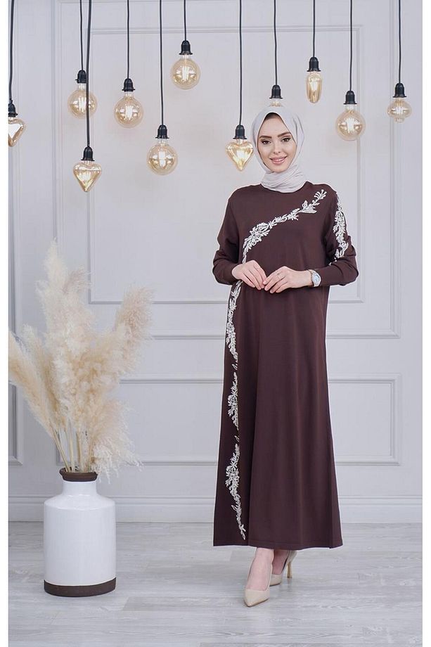 İNVEE Triko Elbise 6848S Kahve - 1