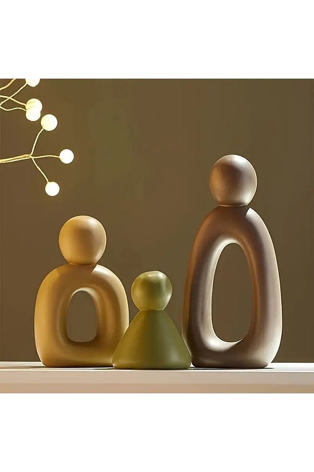 dekoratif ,renkli,  soyut ,modern üçlü aile figürü, biblo - 2