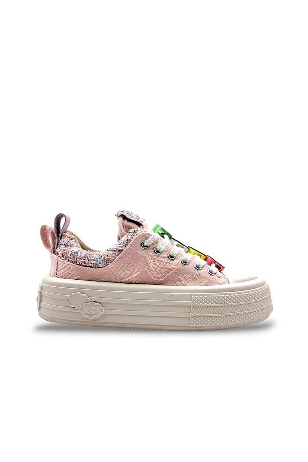 Foershadow Yüksek Tabanlı Emoji Ve Taş Detaylı Pembe Sneaker Spor Ayakkabı - 5