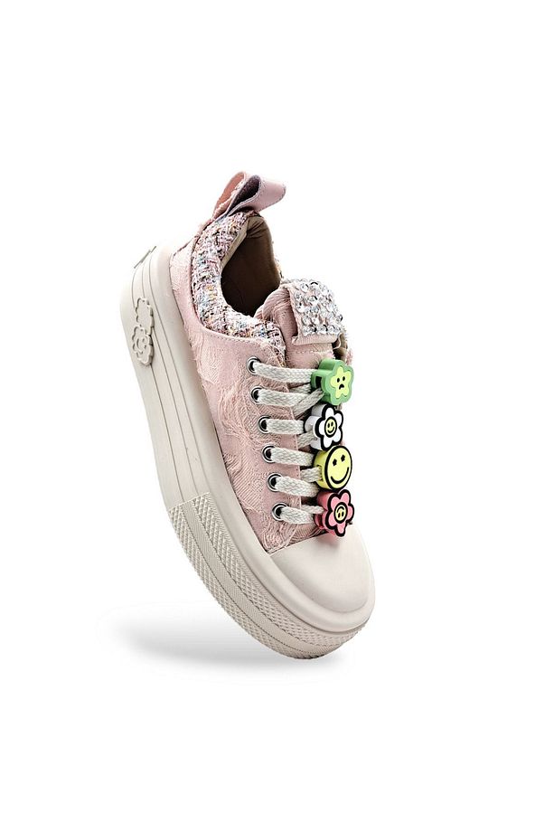 Foershadow Yüksek Tabanlı Emoji Ve Taş Detaylı Pembe Sneaker Spor Ayakkabı - 2