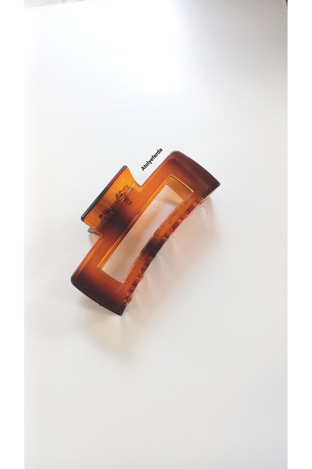 مشبك مزلاج بلون كهرماني مستطيل الشكل (11 سم) - 1