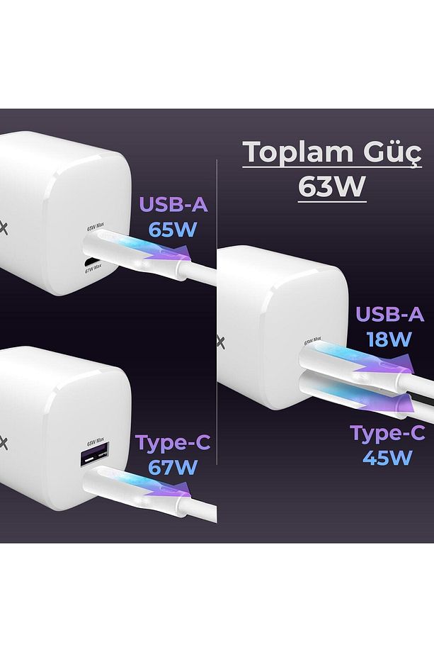 67w Supervooc 2.0 Gan Usb Ve Type-c Pd Hızlı Şarj Cihazı - 8