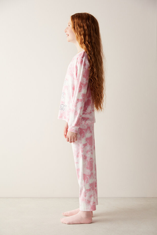 Devojčički anime pidžama set sa sloganom - 4