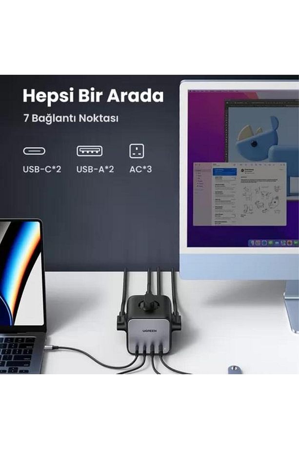 Diginest Cube 65w Gan 2 Hızlı Şarj Cihazı 2*usb / 2*type-c 3 Lü Akım Korumalı Küp Grup Priz - 4