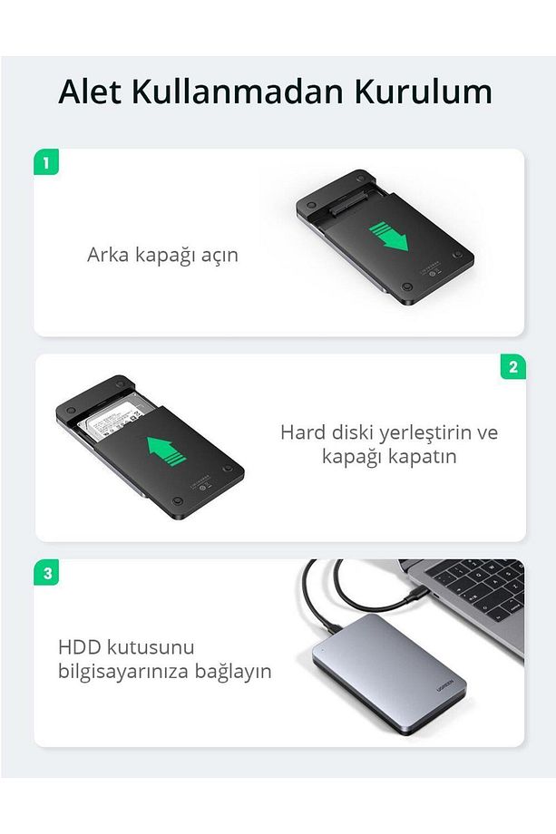 Usb Type-c 3.1 Gen2 2.5 Inch Hdd Ssd Alüminyum Harici Disk Kutusu - 6