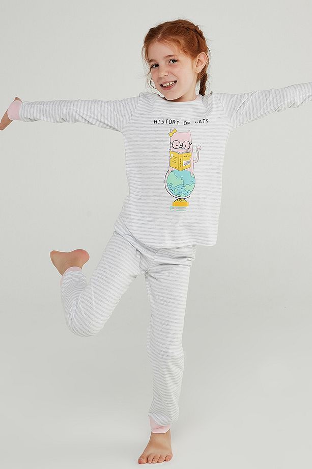 Kız Çocuk Cat Map 4lü Pijama Takımı - 4