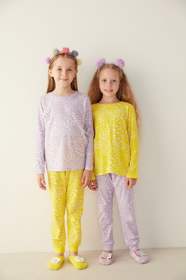 Lila-sarı Leoparlı 2li Pijama Takımı - 3
