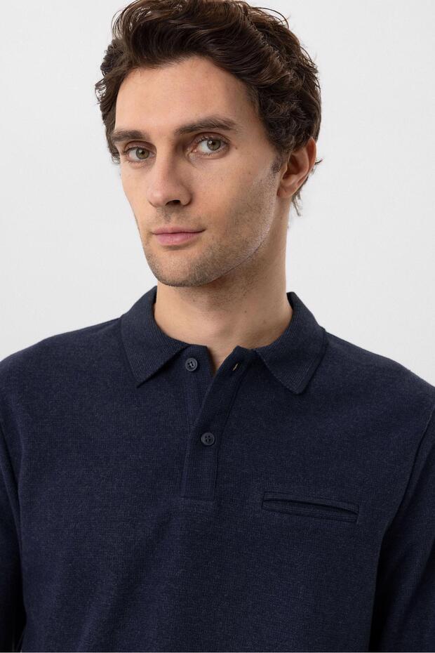 Polo Yaka Regular Kalıp Düz Triko - 4