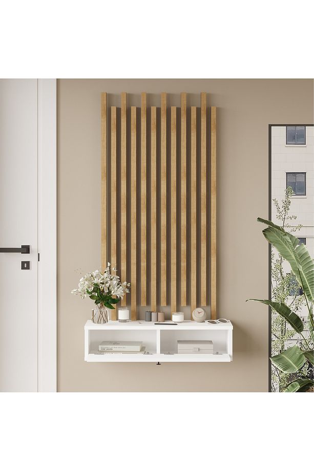 Cosmia Ahşap Çıtalı Dresuar Set Hol Antre CS5-W - 4
