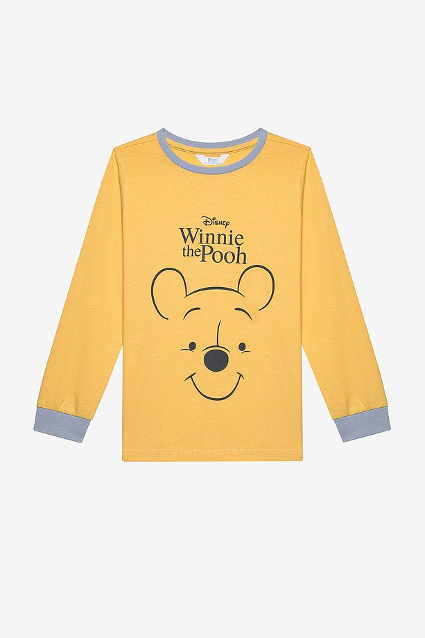 Pamuklu Unisex Winnie Pooh Sarı Pijama Takımı - 2