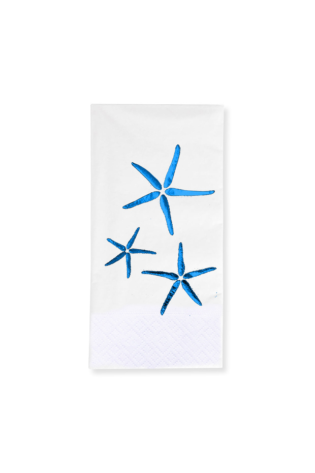 33X33 cm Blue-White Starfish Marine Patterned 16-Piece Paper Napkins