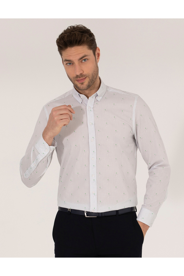 Light Green Slim Fit Long Sleeve Shirt 50264896-Vr092
