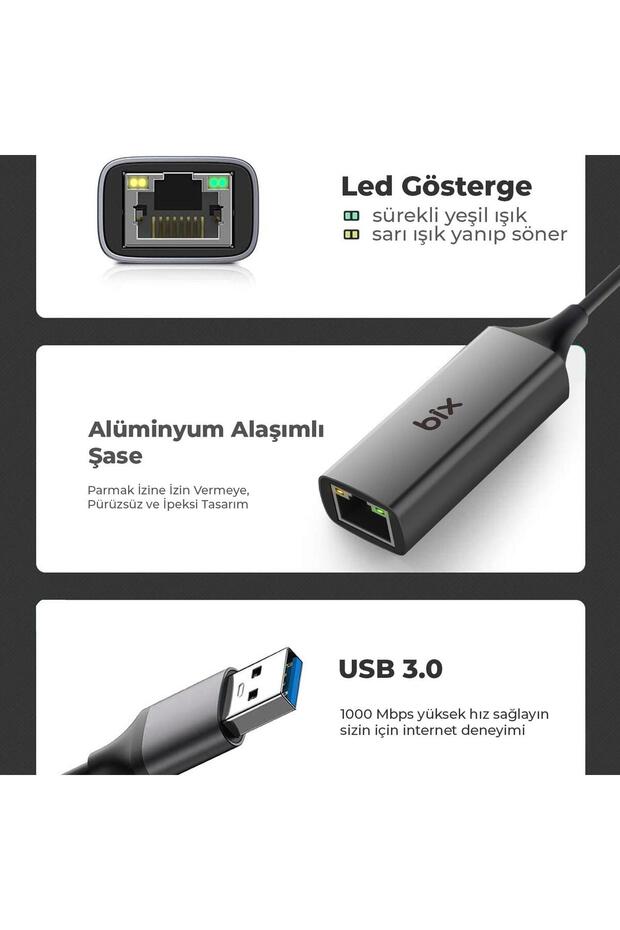 Adp-08 Usb 3.0 Gigabit Ethernet Dönüştürücü Adaptör - 4