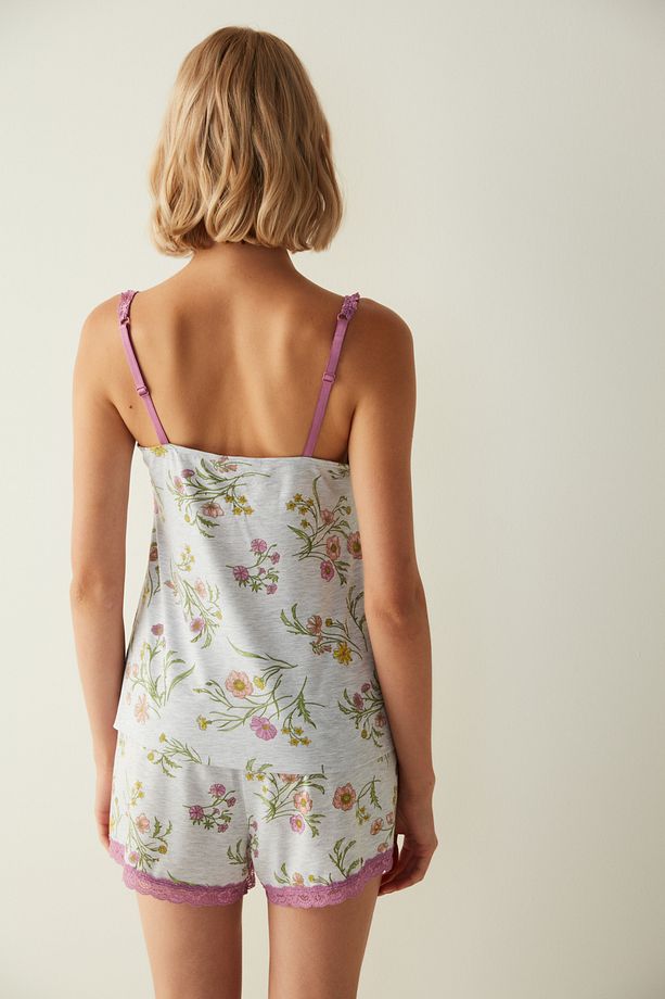 Terra Çiçek Desenli Atlet Pijama Üstü - 5