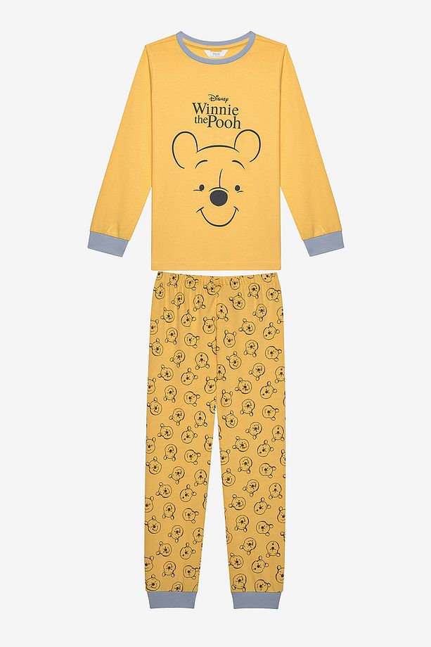 Pamuklu Unisex Winnie Pooh Sarı Pijama Takımı - 1