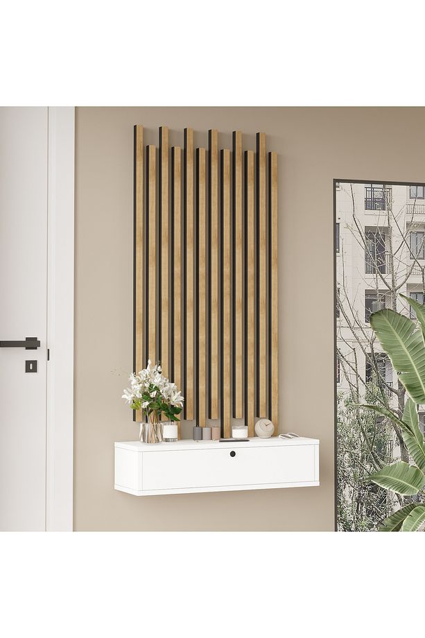 Cosmia Ahşap Çıtalı Dresuar Set Hol Antre CS5-W - 3