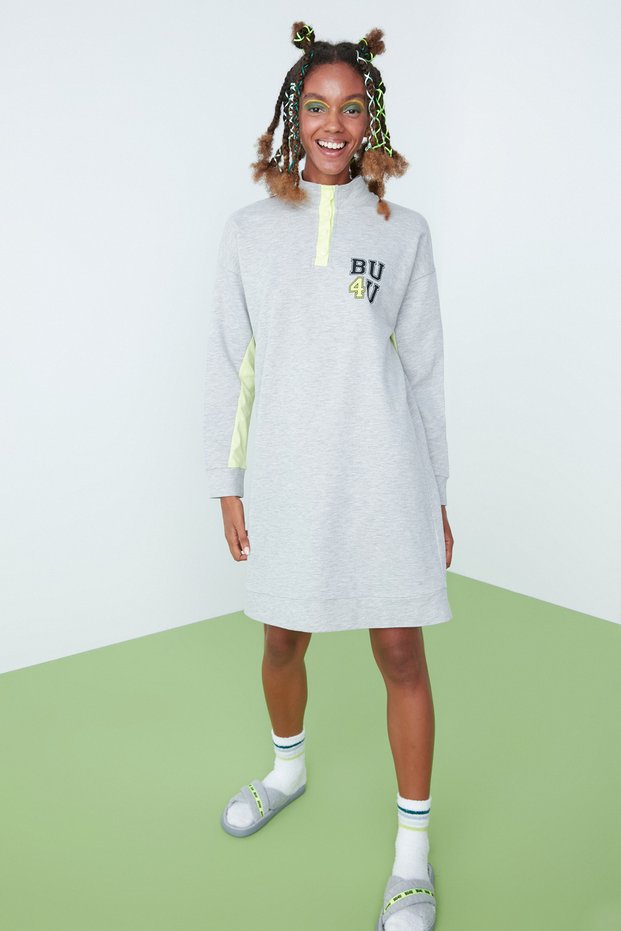 Grey-melange Bu4u Details Sweatshirt Dress