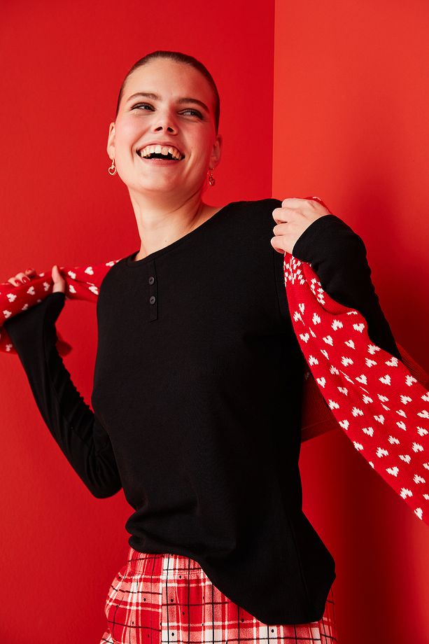Çok Renkli Dark Checked Termal Pointel Pijama Takımı - 2
