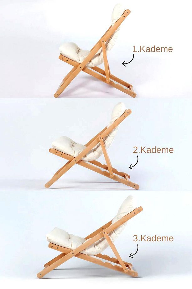 3 Kademeli Minderli Şezlong ve Sehpa seti-BEJ - 5