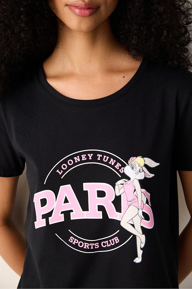 Pamuklu Paris Şortlu Siyah Pijama Takımı - 3