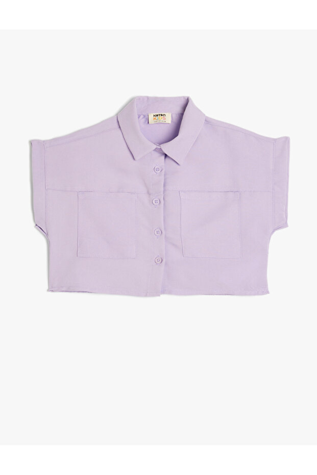 Crop Shirt Short Sleeve Pocket Detail Modal Fabric