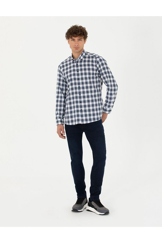 Lacivert Regular Fit Uzun Kollu Gömlek 50277746-vr033 - 4