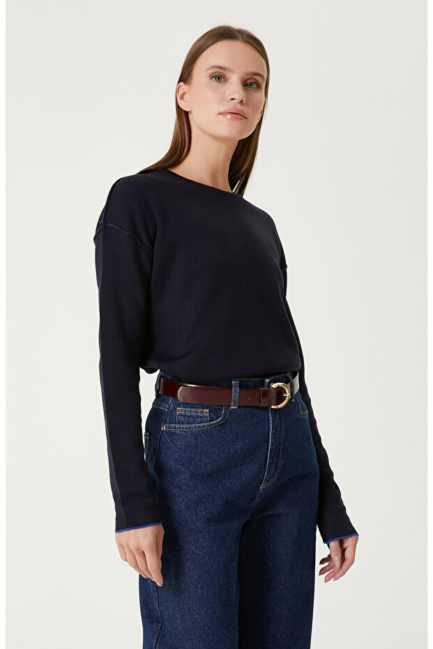 Lacivert Saks Kazak - 4