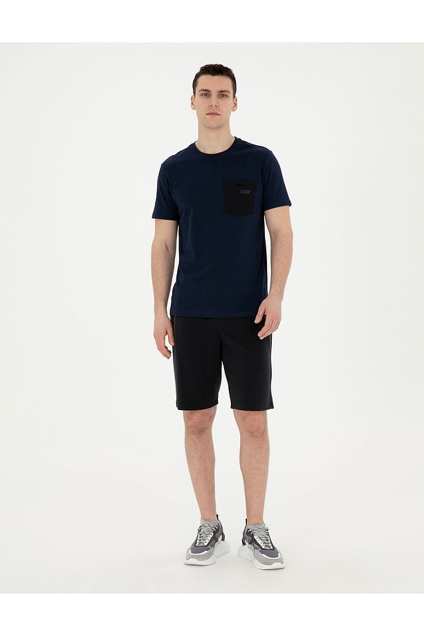 Siyah Slim Fit Örme Şort 50282267-VR046 - 1