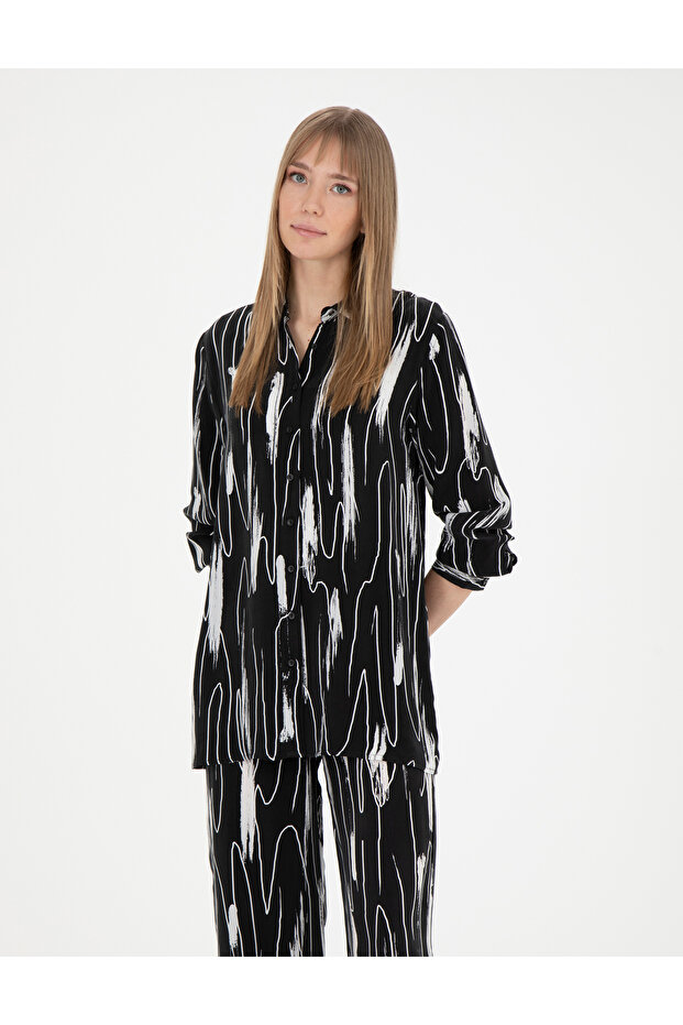 Black Comfort Fit Long Sleeve Shirt 50284765 -Vr046