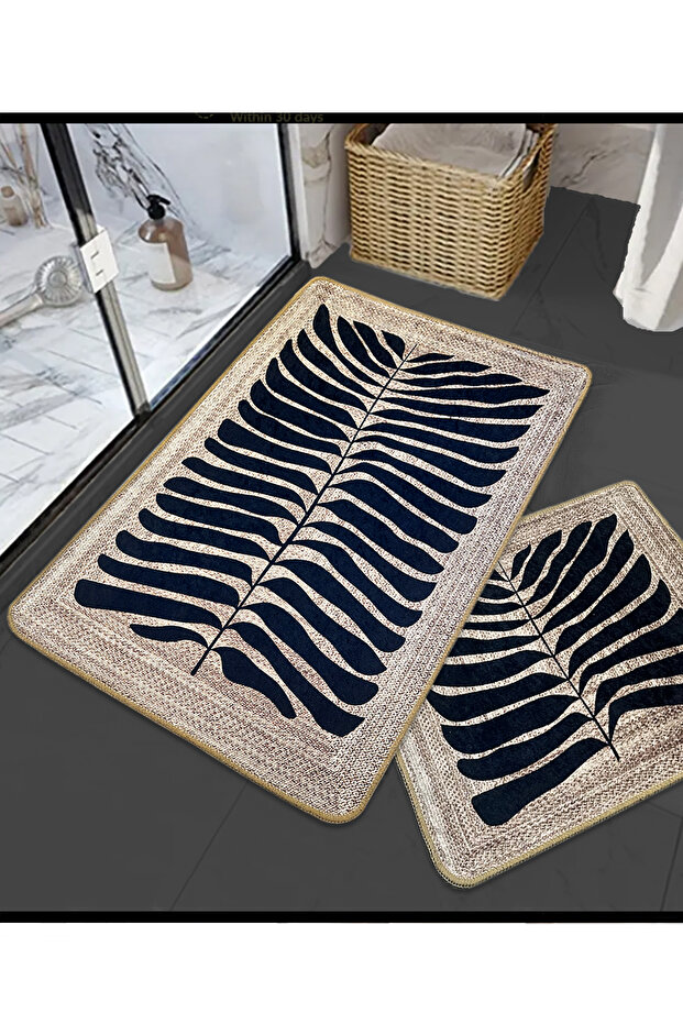 Mais Dolce Brown 60X100 50X60 Non-Slip Base 2-Piece Bathroom Mat Set