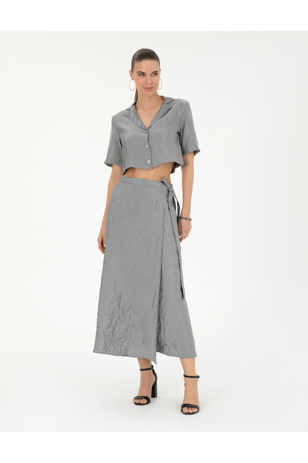 Gray A-Line Woven Skirt 50288866 -Vr024