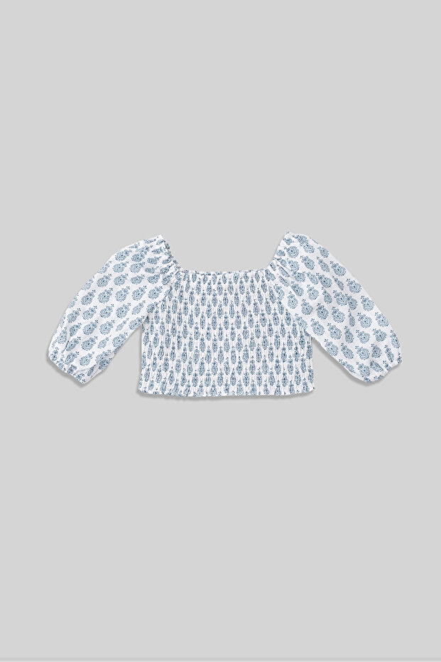 Jodan Blue Cotton Bohemian Girl's Blouse