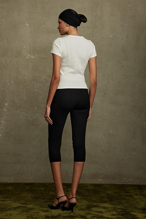 Ekru Evia Basic Tişört - 4