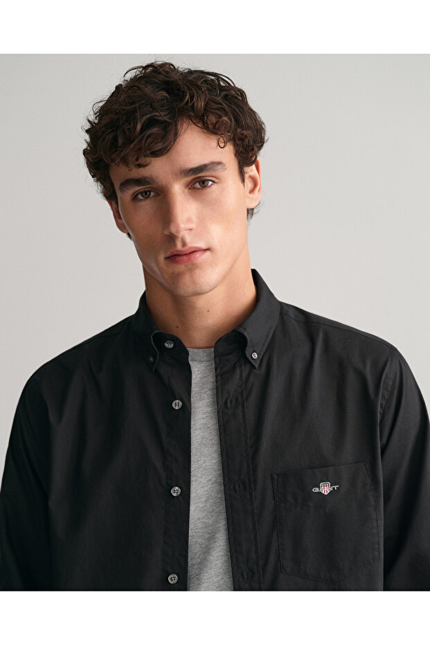 Erkek Siyah Regular Fit Gömlek - 5