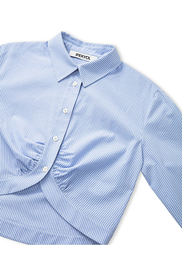 Gestreiftes, gerafftes Hemd - 4