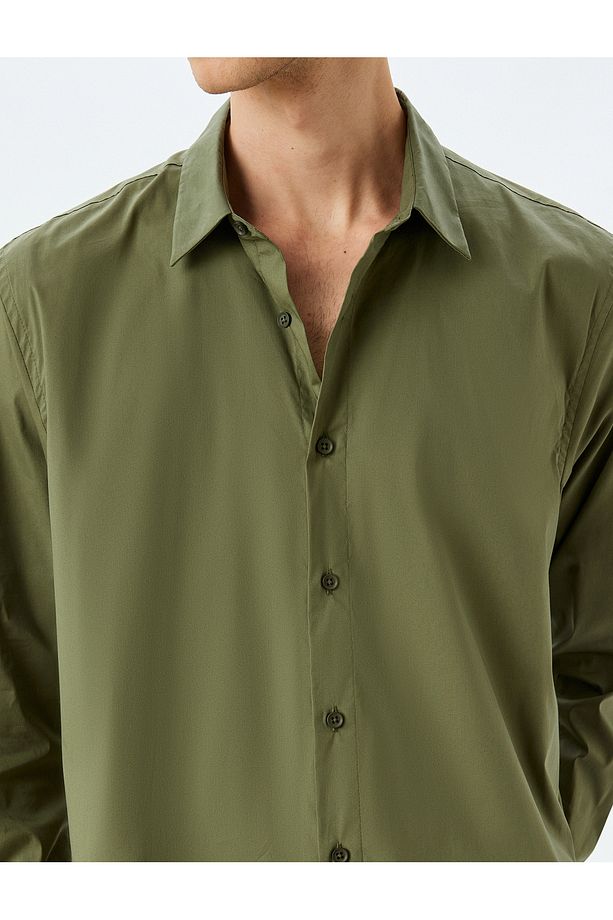 Uzun Kollu Regular Fit Pamuklu Basic Gömlek - 5