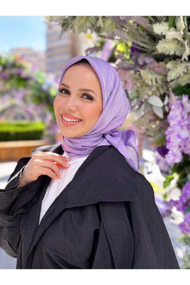 Trend Hayal Cotton Scarf - Atehyl-21057 - Lilac