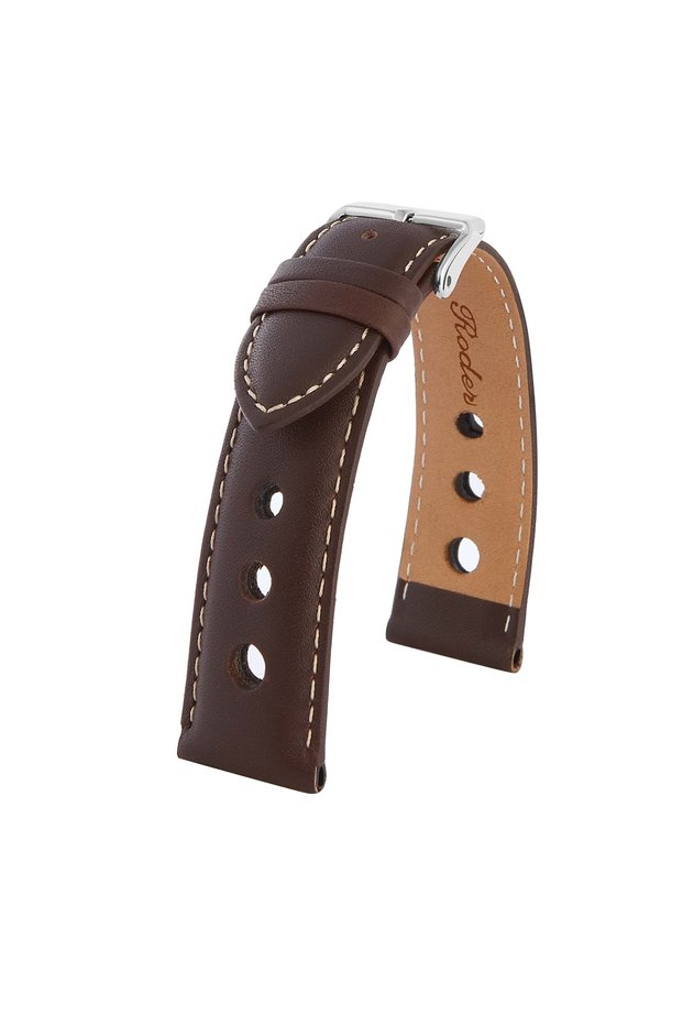 R4129W Leather Strap - Brown-White - 24mm
