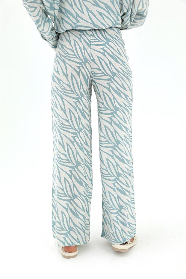 طقم مكون من قطعتين بنمط حمار وحشي من الأسفل والأعلى - أزرق - 7