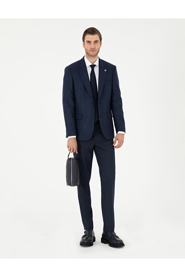 Navy Blue Ex. Slim Fit Fabric Trousers 50297514-Vr033