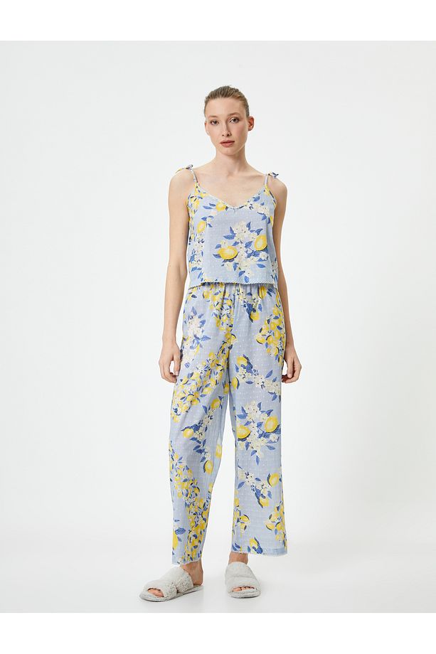 Pijama Altı Beli Bağcıklı Fırfırlı Pamuklu - 2
