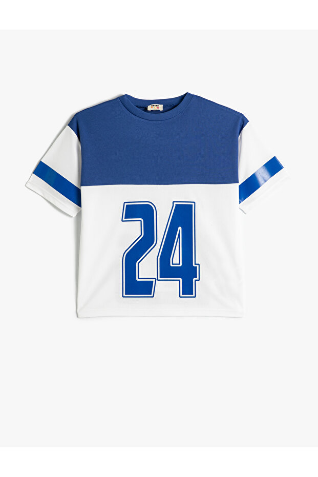 Oversize Sports T-Shirt Print Detailed Short Sleeve Crew Neck