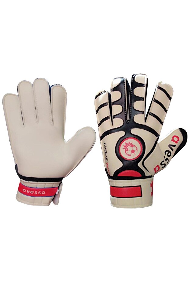 Goalkeeper Gloves, Palm Latex, Size 9, Velcro Closure, Black