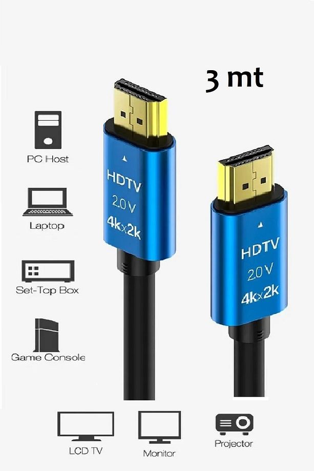 4K 2.0V HDMI KABLO ULTRA HD PREMIUM Yüksek Hız ve Netlikte Aktarır (3 Metre) - 1